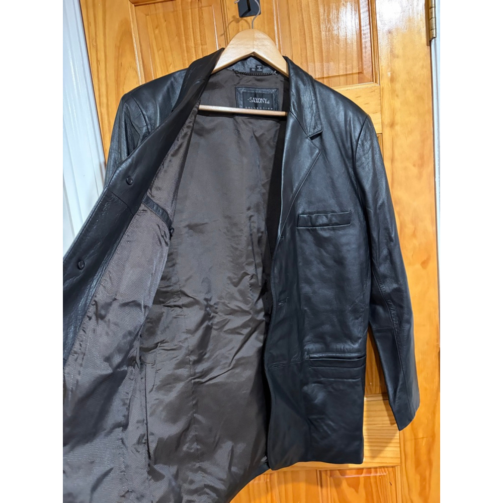Vintage Saxony Collection Black Leather Blazer Jacket Genuine Leather 90s - Picture 3 of 10
